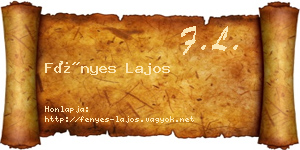 Fényes Lajos névjegykártya